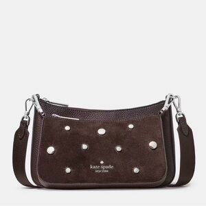 Kate Spade Dark Brown Crossbody Bag with Silver Accents